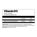4Endurance Pro Vitamin D3 - 90 kapsula, smeđa bočica sa zlatnim čepom, etiketa s prikazom 2000 IU, dobrobitima za imunitet i podršku kostima.