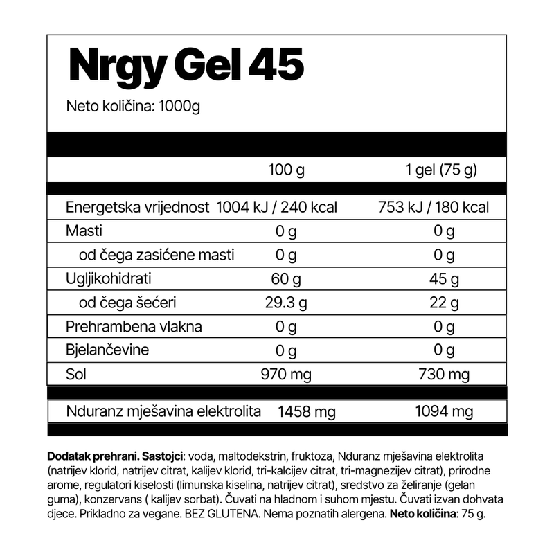 Nrgy Gel 45 (bočica za višekratno punjenje) + Flask za gel GRATIS