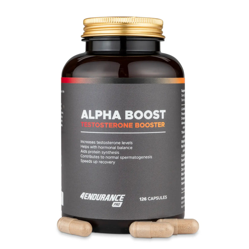4Endurance Pro Alpha Boost - 126 kapsula okus Default Title, tamno-smeđa bočica s crno‑zlatnim čepom na bijeloj pozadini.