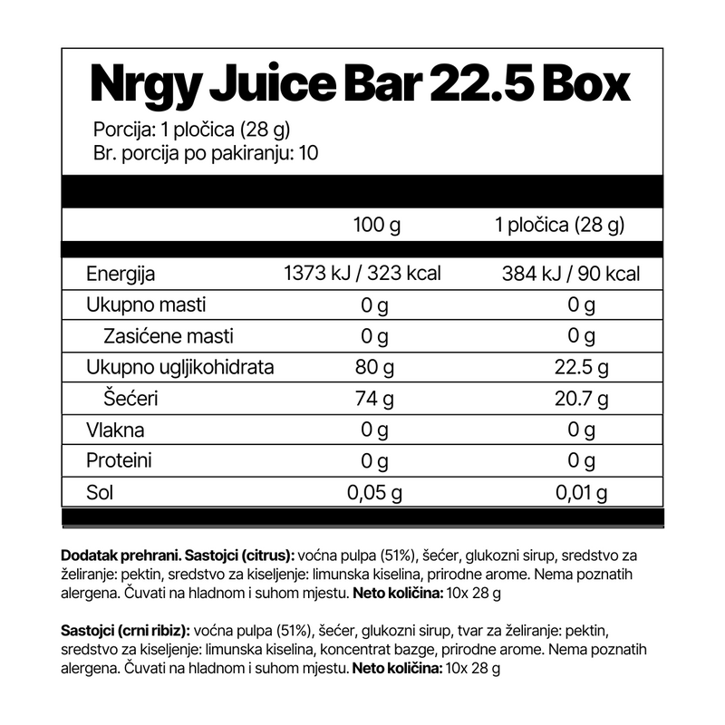 Nrgy Juice Bar 22.5 Box