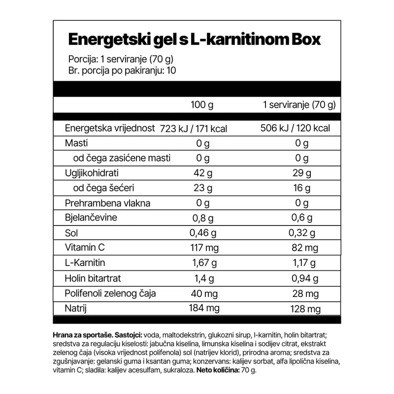 Energetski gel s L-Karnitinom Box