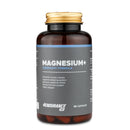 4Endurance Pro Magnesium+ - 90 kapsula, smeđa bočica sa zlatnim čepom i plavo‑crnom etiketom koja prikazuje kapsule unutra.