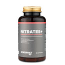 4Endurance Pro Nitrates+ - 90 kapsula, suplement, crna bočica sa zlatnim čepom i etiketom koja prikazuje zdravstvene benefite.
