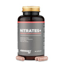 4Endurance Pro Nitrates+ - 90 kapsula, suplement, crna bočica sa zlatnim čepom i etiketom koja prikazuje zdravstvene benefite.